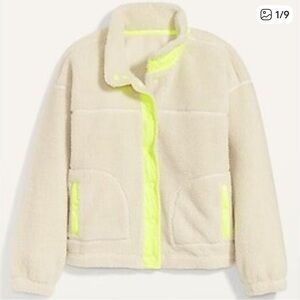 Sherpa Snap Front Jacket with Neon Accents